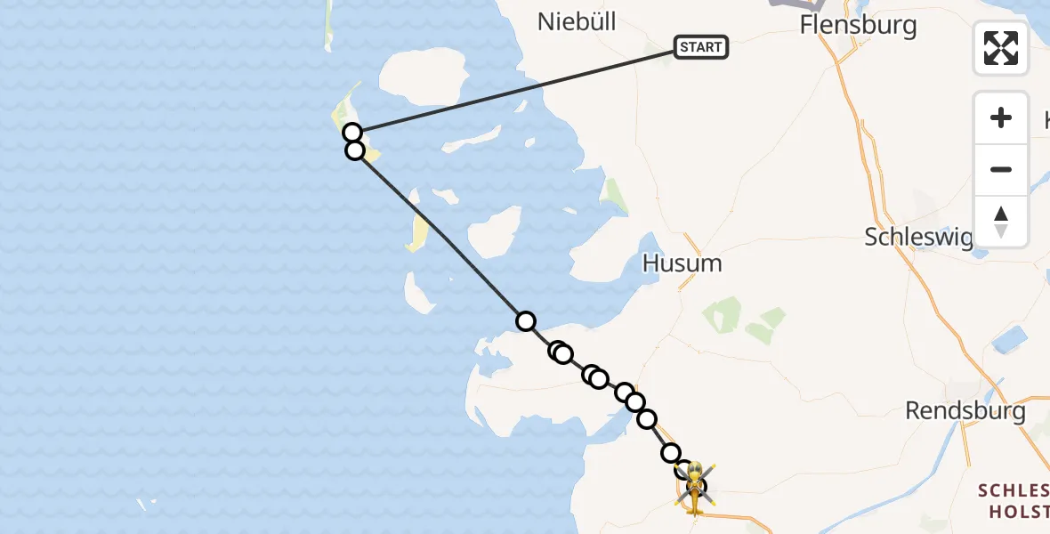 Flugroute Ambulanzhubschrauber Hörup - Heide, 17 Juli 2026, 11:01