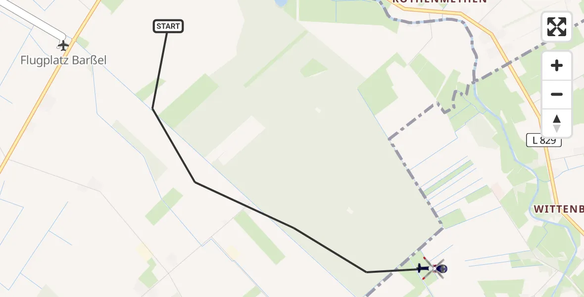 Flugroute Polizeihubschrauber Barßel - Edewecht, 17 Juli 2026, 11:10