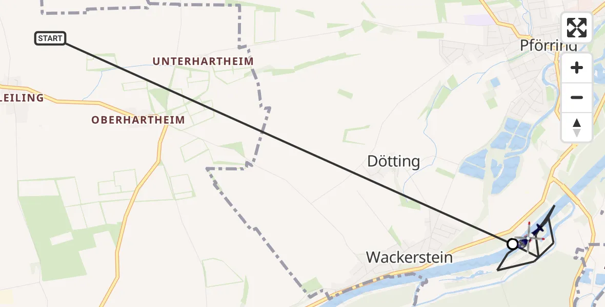 Flugroute Polizeihubschrauber Vohburg a.d.Donau - Pförring, 17 Juli 2026, 11:11