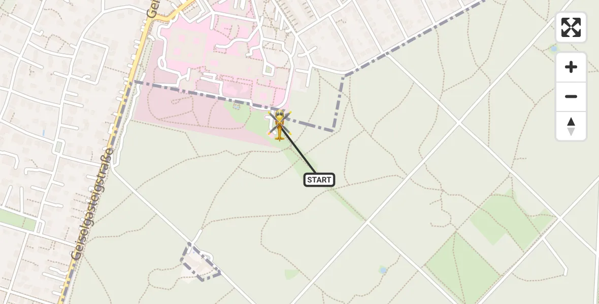 Flugroute Rettungshubschrauber ADAC Air Rescue Center Hubschrauberlandeplatz (Christoph 1) - ADAC Air Rescue Center Hubschrauberlandeplatz (Christoph 1), 17 Juli 2026, 11:15