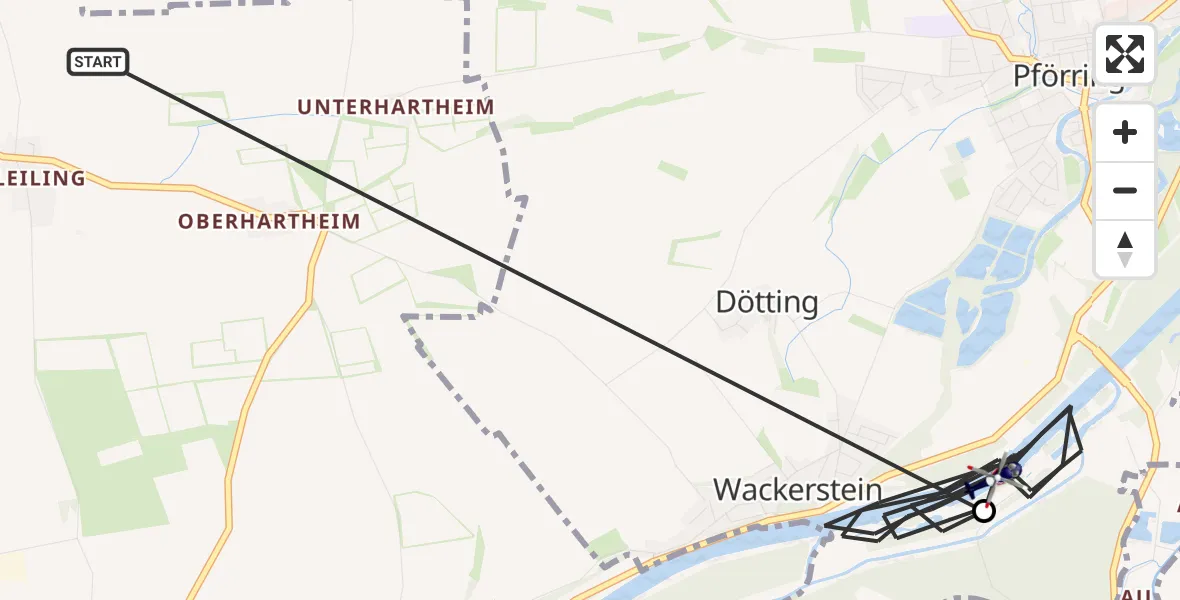 Flugroute Polizeihubschrauber Vohburg a.d.Donau - Pförring, 17 Juli 2026, 11:18