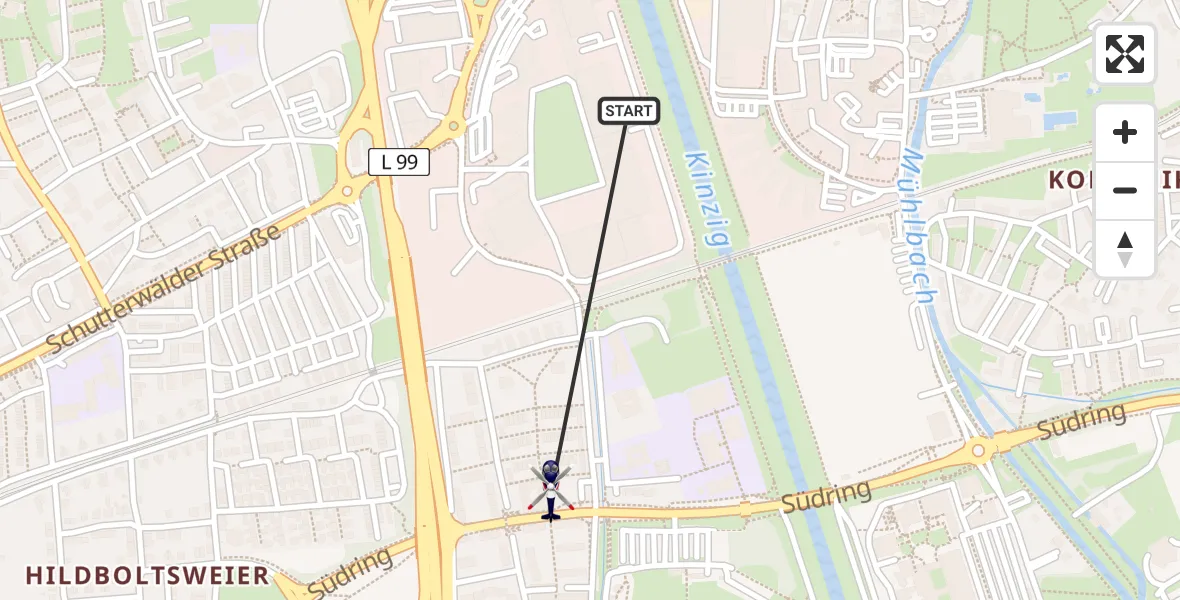 Flugroute Polizeihubschrauber Offenburg - Offenburg, 17 Juli 2026, 11:39
