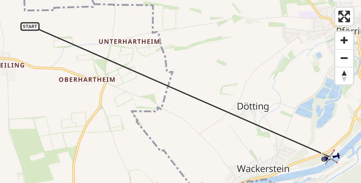 Flugroute Polizeihubschrauber Vohburg a.d.Donau - Pförring, 17 Juli 2026, 11:58