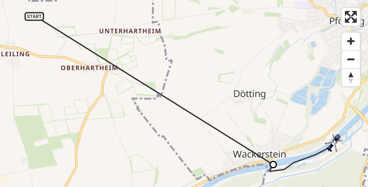 Flugroute Polizeihubschrauber Vohburg a.d.Donau - Pförring, 17 Juli 2026, 12:02