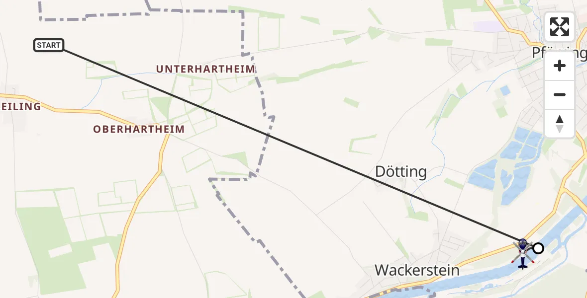 Flugroute Polizeihubschrauber Vohburg a.d.Donau - Pförring, 17 Juli 2026, 12:05