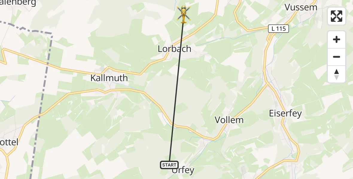 Flugroute Rettungshubschrauber Mechernich - Mechernich, 17 Juli 2026, 13:31