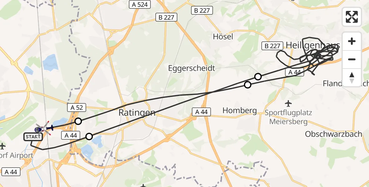 Flugroute Polizeihubschrauber Düsseldorf Flughafen - Düsseldorf Flughafen, 17 Juli 2026, 16:04