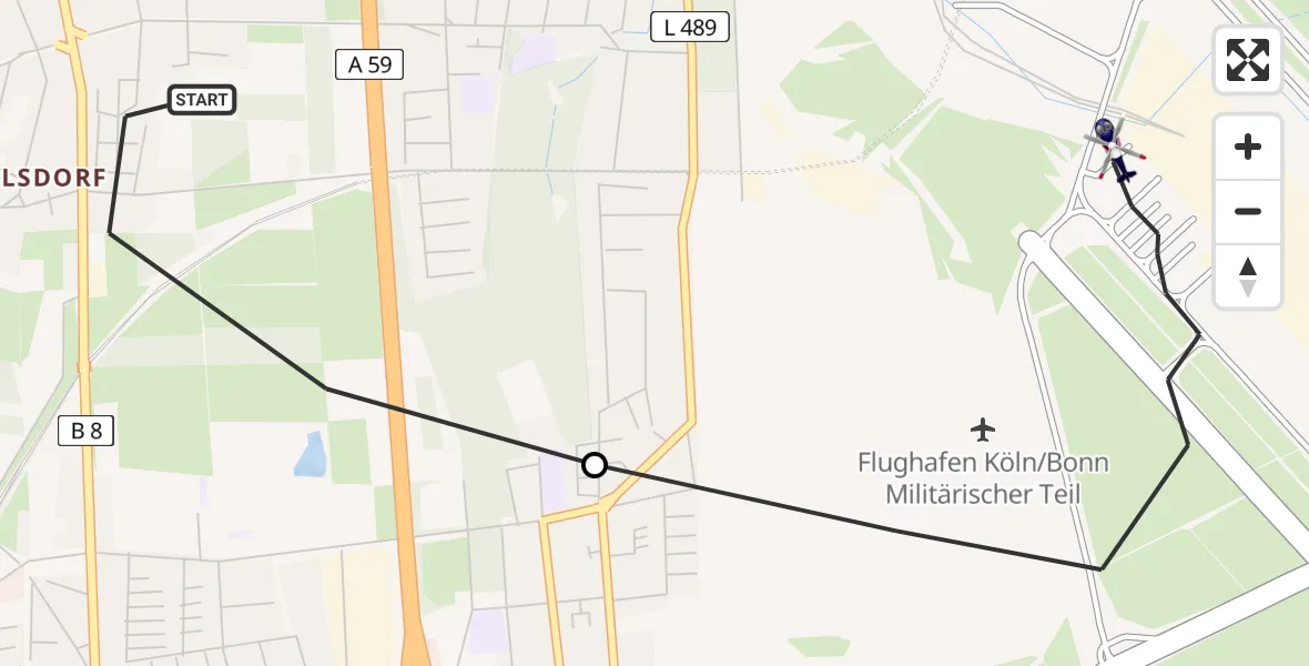 Flugroute Polizeihubschrauber Köln - Köln Bonn Flughafen, 17 Juli 2026, 16:04