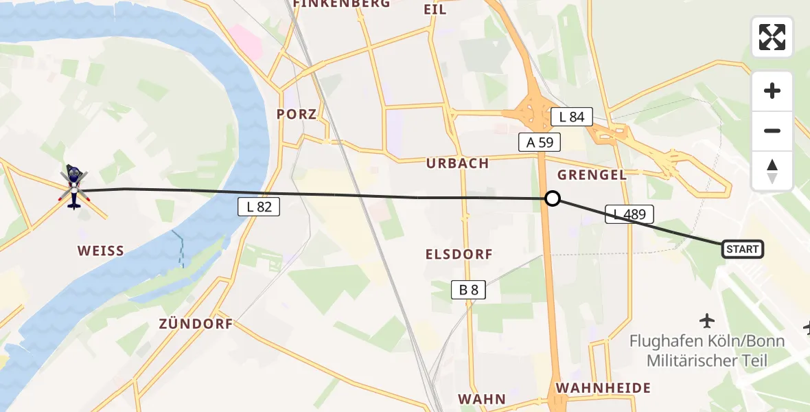 Flugroute Polizeihubschrauber Köln Bonn Flughafen - Köln, 17 Juli 2026, 16:27