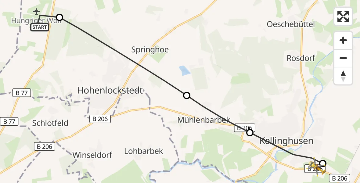 Flugroute Rettungshubschrauber Itzehoe Hungriger Wolf Flugplatz - Wrist, 17 Juli 2026, 19:03