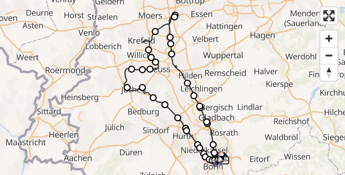 Flugroute Polizeihubschrauber Sankt Augustin - Sankt Augustin, 17 Juli 2026, 19:09