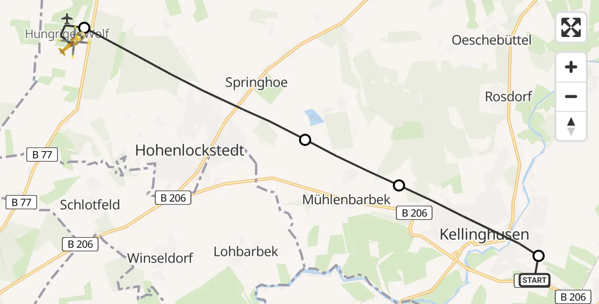 Flugroute Rettungshubschrauber Wrist - Itzehoe Hungriger Wolf Flugplatz, 17 Juli 2026, 19:21