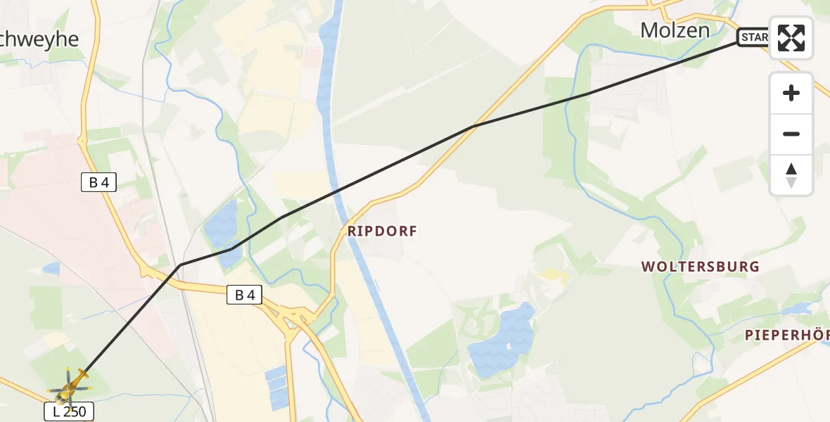 Flugroute Rettungshubschrauber Uelzen - Uelzen, 17 Juli 2026, 19:30