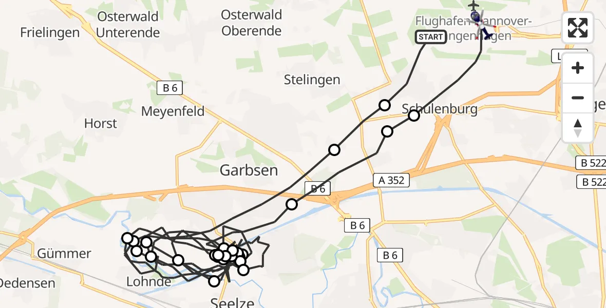 Flugroute Polizeihubschrauber Flughafen Hannover - Flughafen Hannover, 17 Juli 2026, 21:52