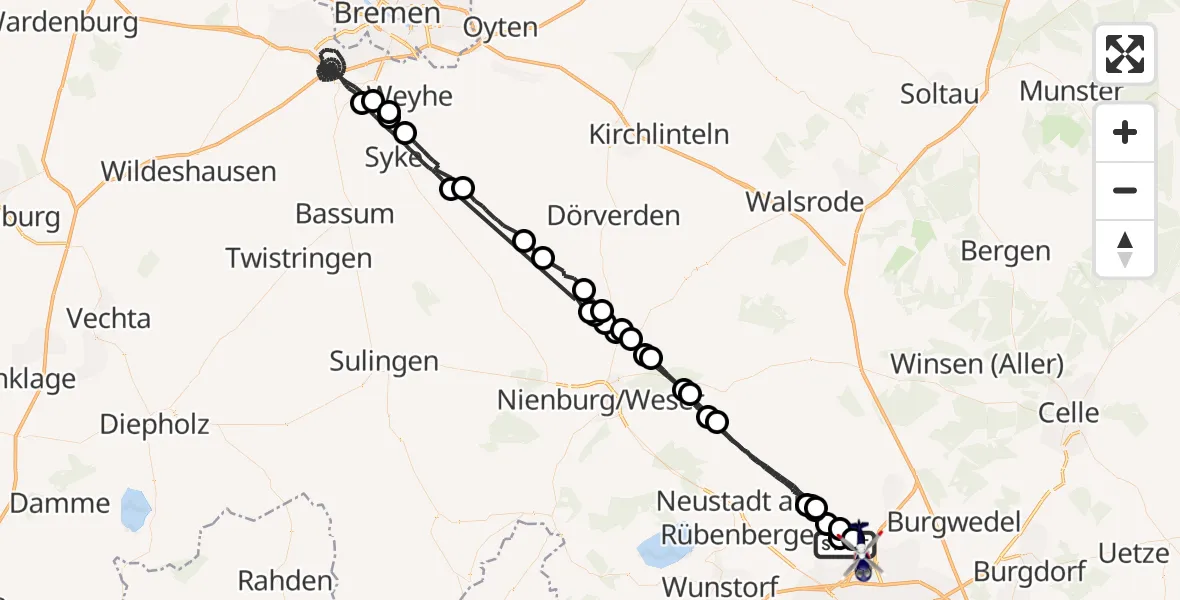 Flugroute Polizeihubschrauber Flughafen Hannover - Flughafen Hannover, 18 Juli 2026, 04:22
