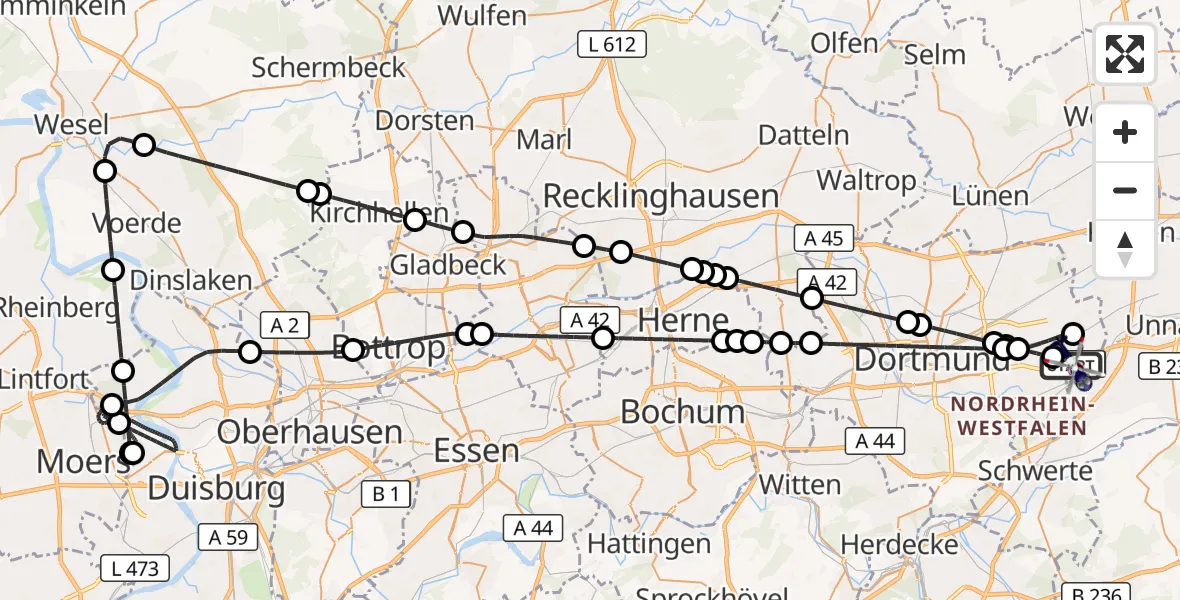 Flugroute Polizeihubschrauber Dortmund Flughafen - Dortmund Flughafen, 18 Juli 2026, 04:49