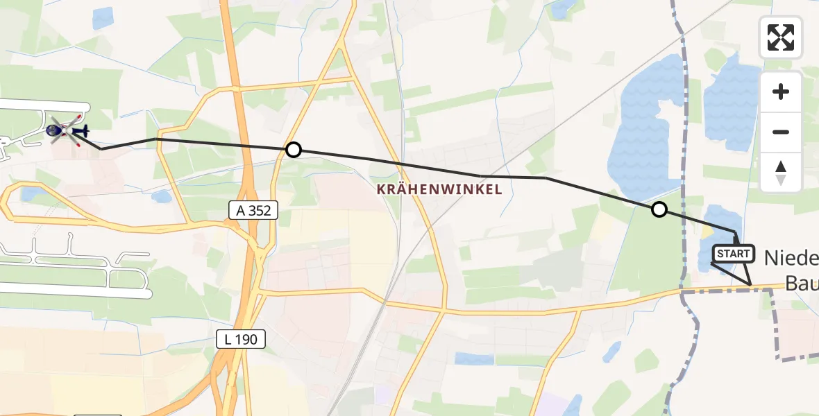 Flugroute Polizeihubschrauber Isernhagen - Flughafen Hannover, 18 Juli 2026, 08:24