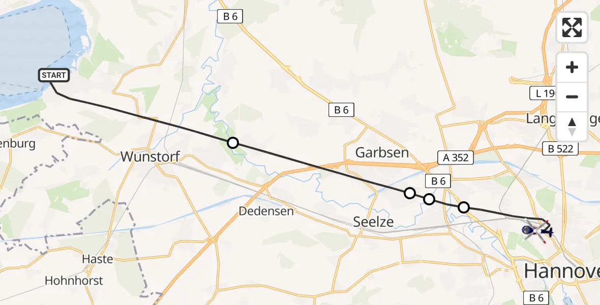 Flugroute Polizeihubschrauber Wunstorf - Hannover, 18 Juli 2026, 09:21