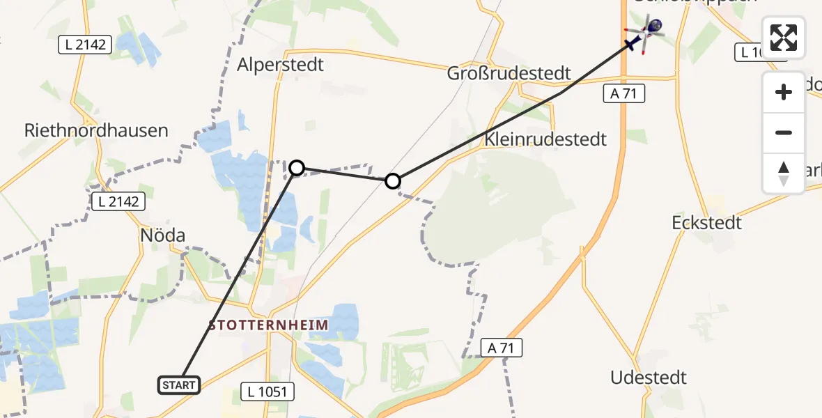 Flugroute Polizeihubschrauber Erfurt - Schloßvippach, 18 Juli 2026, 09:45