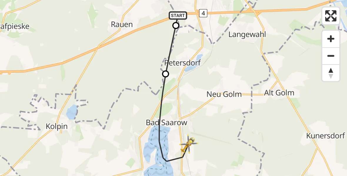 Flugroute Rettungshubschrauber Fürstenwalde/Spree - Bad Saarow, 18 Juli 2026, 10:34