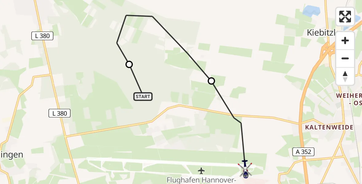 Flugroute Polizeihubschrauber Flughafen Hannover - Flughafen Hannover, 18 Juli 2026, 11:05