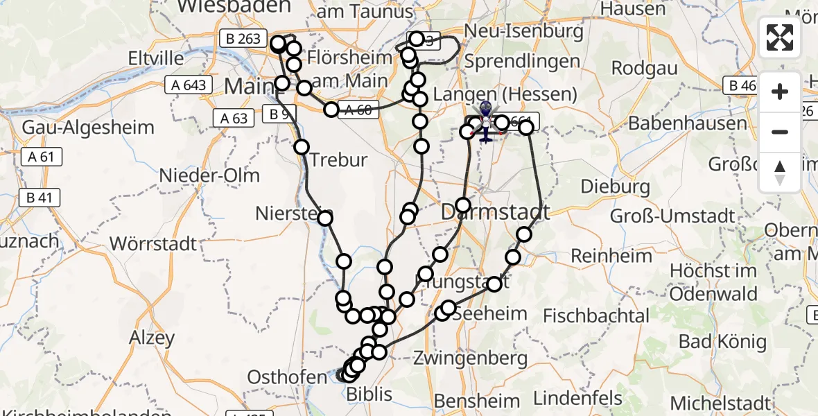 Flugroute Polizeihubschrauber Flughafen Frankfurt-Egelsbach - Flughafen Frankfurt-Egelsbach, 18 Juli 2026, 11:12