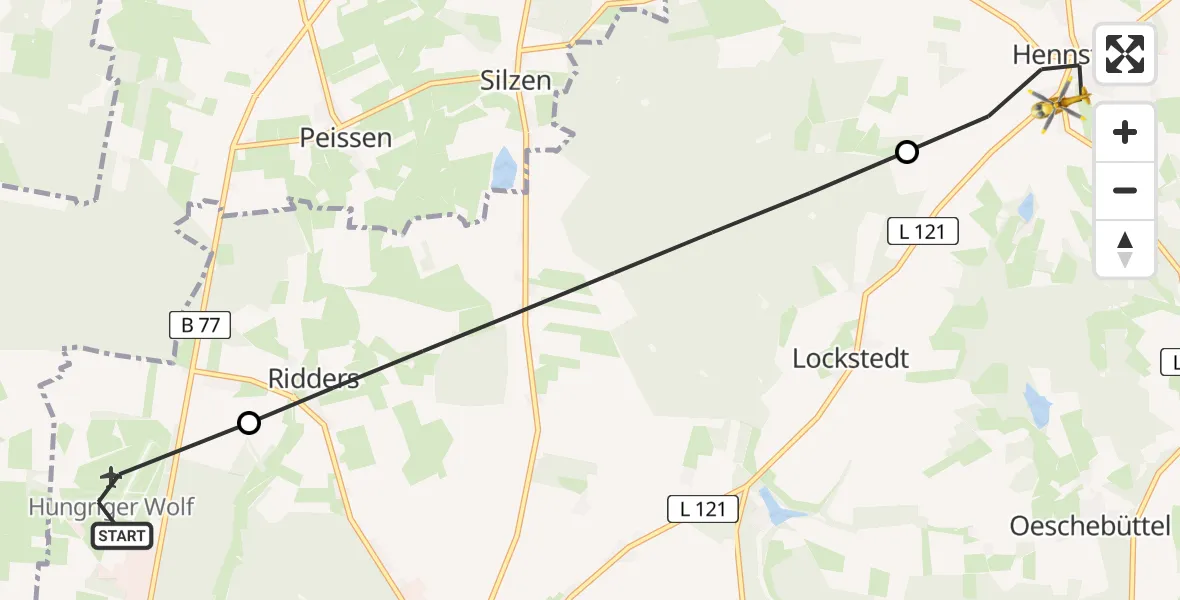 Flugroute Rettungshubschrauber Itzehoe Hungriger Wolf Flugplatz - Hennstedt, 18 Juli 2026, 11:48