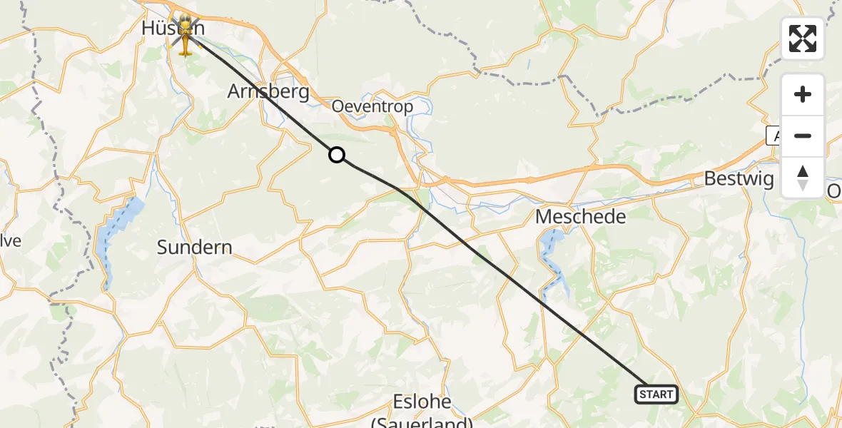 Flugroute Rettungshubschrauber Meschede - Arnsberg, 18 Juli 2026, 12:08