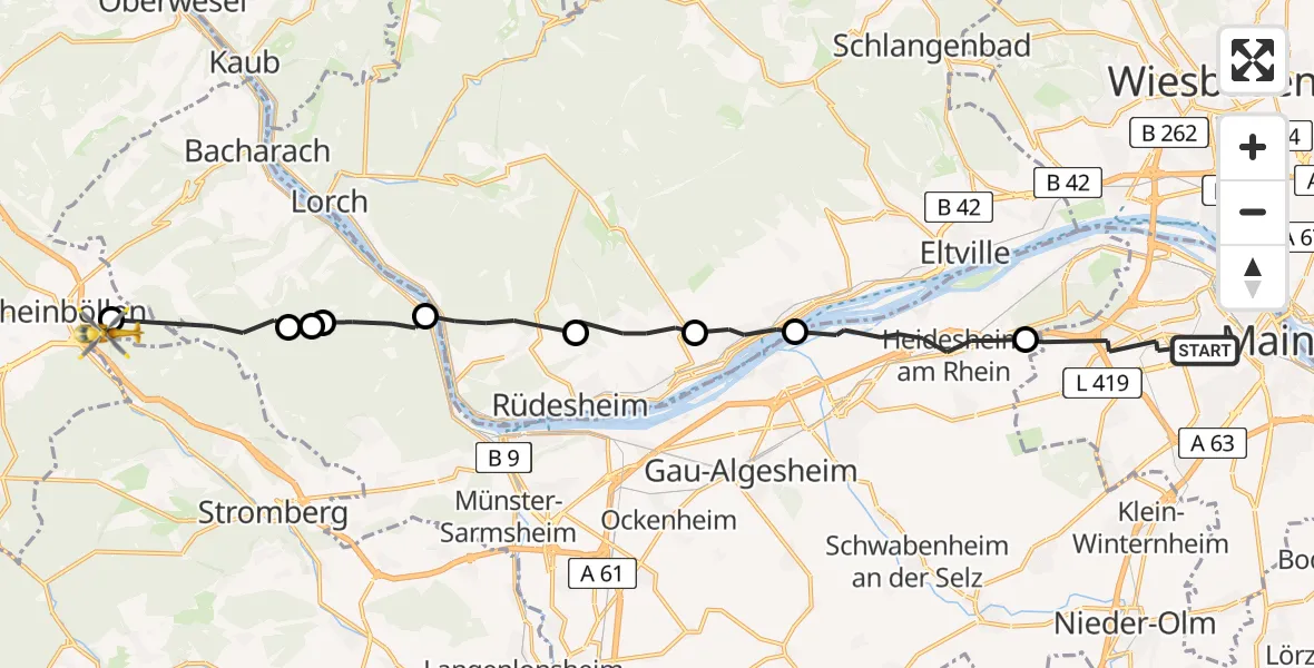 Flugroute Rettungshubschrauber Mainz - Dichtelbach, 18 Juli 2026, 12:24