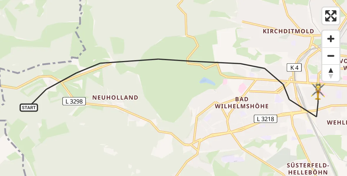 Flugroute Rettungshubschrauber Kassel - Kassel, 18 Juli 2026, 12:25