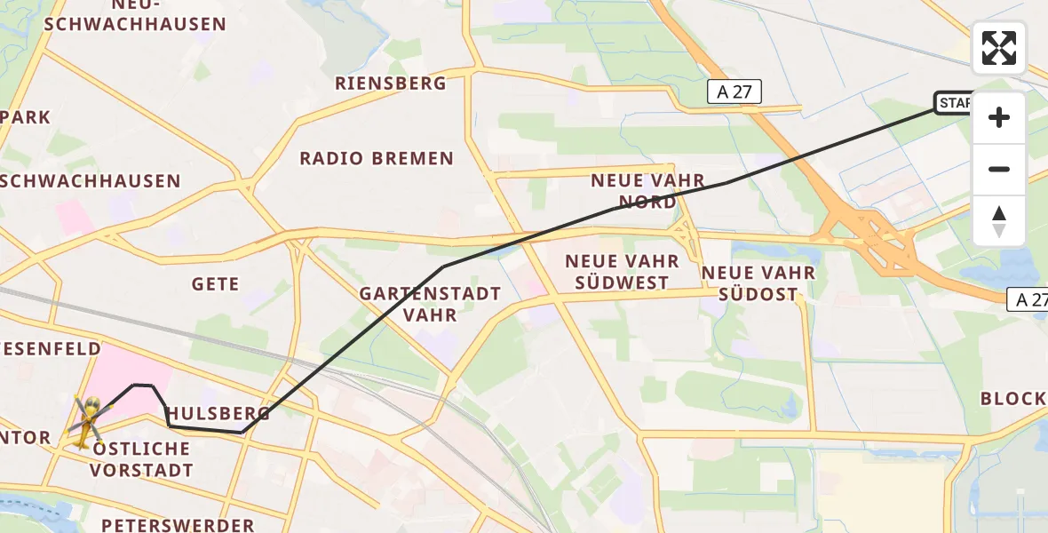 Flugroute Rettungshubschrauber Bremen - Bremen, 18 Juli 2026, 12:28