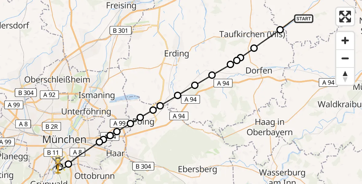 Flugroute Rettungshubschrauber Velden - ADAC Air Rescue Center Hubschrauberlandeplatz (Christoph 1), 18 Juli 2026, 12:34