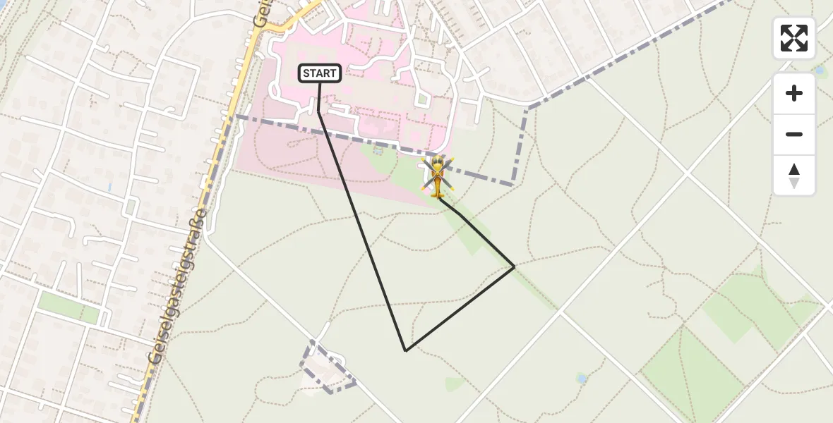 Flugroute Rettungshubschrauber ADAC Air Rescue Center Hubschrauberlandeplatz (Christoph 1) - ADAC Air Rescue Center Hubschrauberlandeplatz (Christoph 1), 18 Juli 2026, 12:59