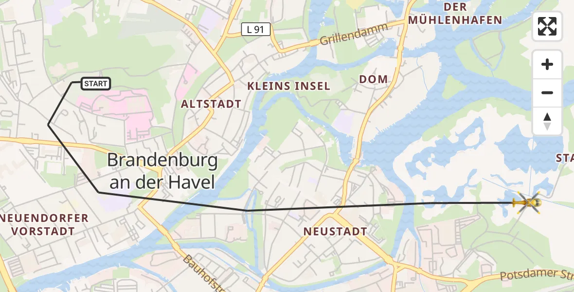Flugroute Rettungshubschrauber Brandenburg an der Havel - Brandenburg an der Havel, 18 Juli 2026, 14:20