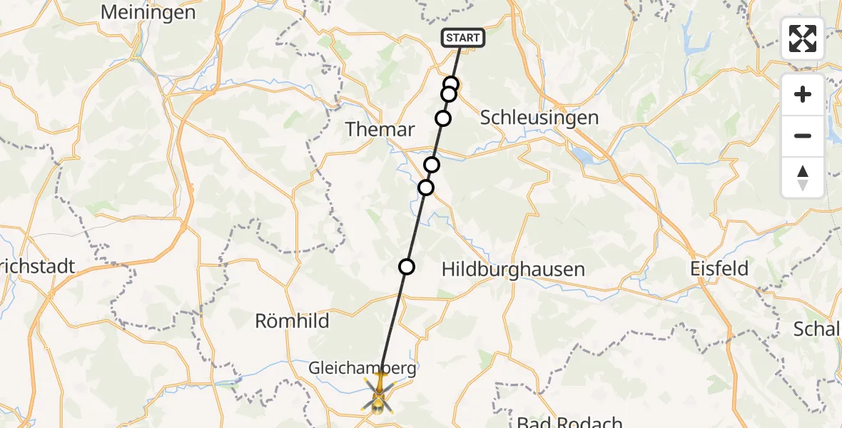 Flugroute Rettungshubschrauber Bischofrod - Römhild, 18 Juli 2026, 14:52