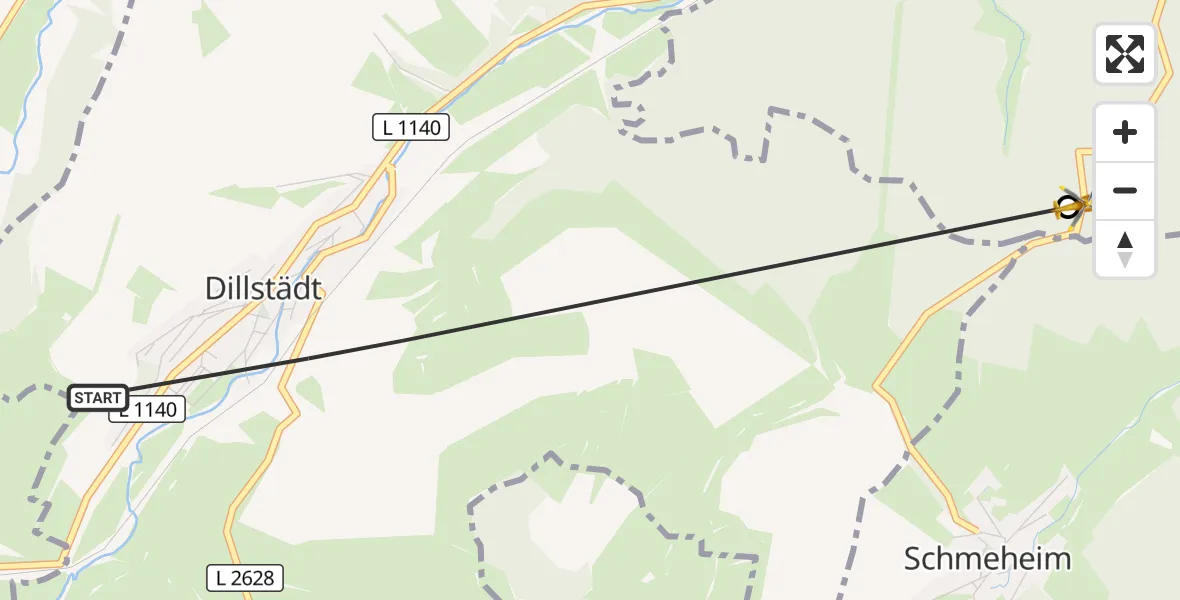 Flugroute Rettungshubschrauber Dillstädt - Suhl, 18 Juli 2026, 16:32