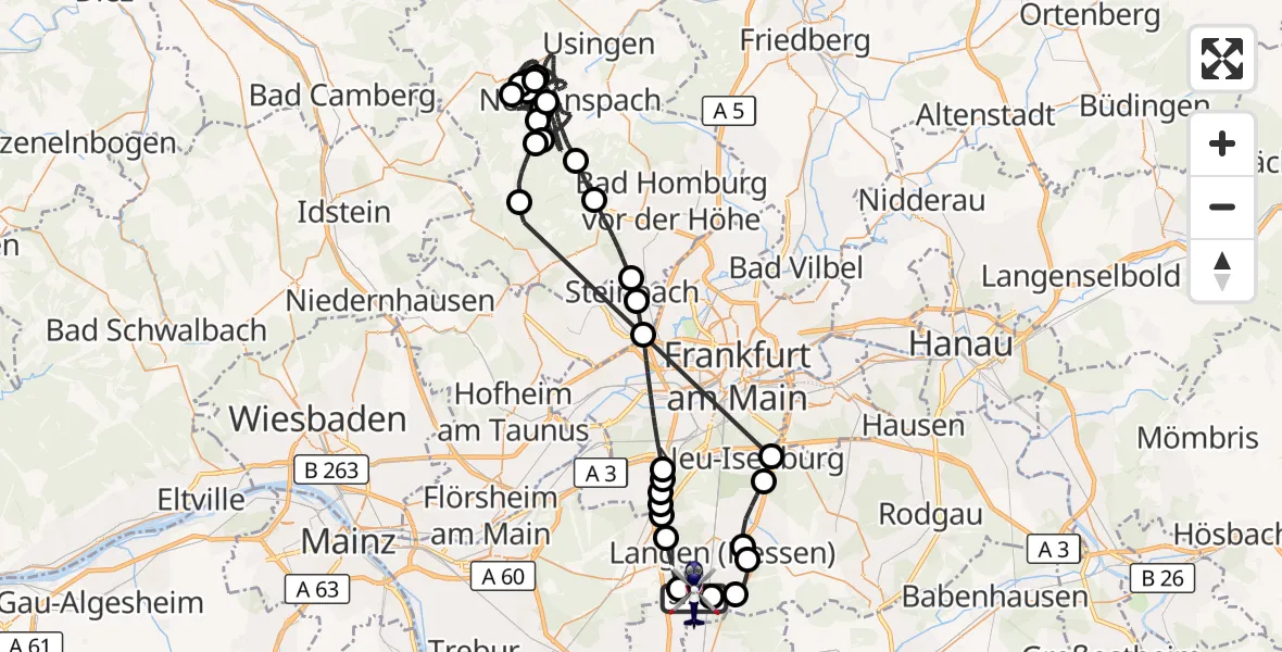 Flugroute Polizeihubschrauber Flughafen Frankfurt-Egelsbach - Flughafen Frankfurt-Egelsbach, 18 Juli 2026, 16:43