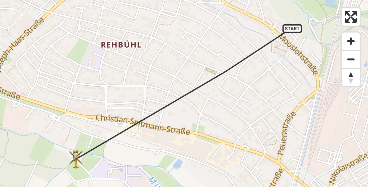 Flugroute Ambulanzhubschrauber Weiden i.d.OPf. - Weiden i.d.OPf., 18 Juli 2026, 16:58