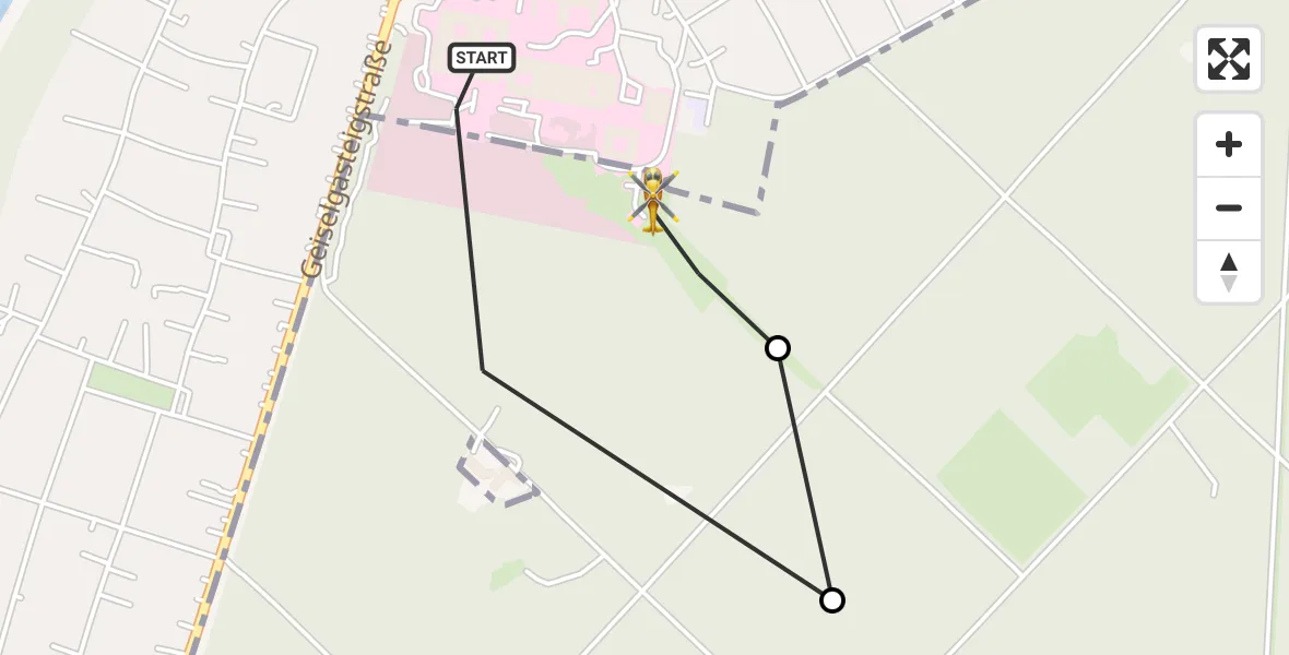 Flugroute Rettungshubschrauber ADAC Air Rescue Center Hubschrauberlandeplatz (Christoph 1) - ADAC Air Rescue Center Hubschrauberlandeplatz (Christoph 1), 18 Juli 2026, 18:10