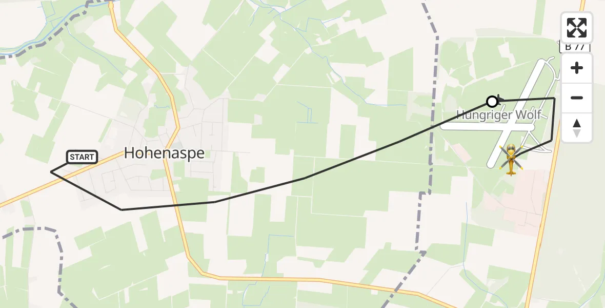 Flugroute Rettungshubschrauber Hohenaspe - Itzehoe Hungriger Wolf Flugplatz, 18 Juli 2026, 18:45