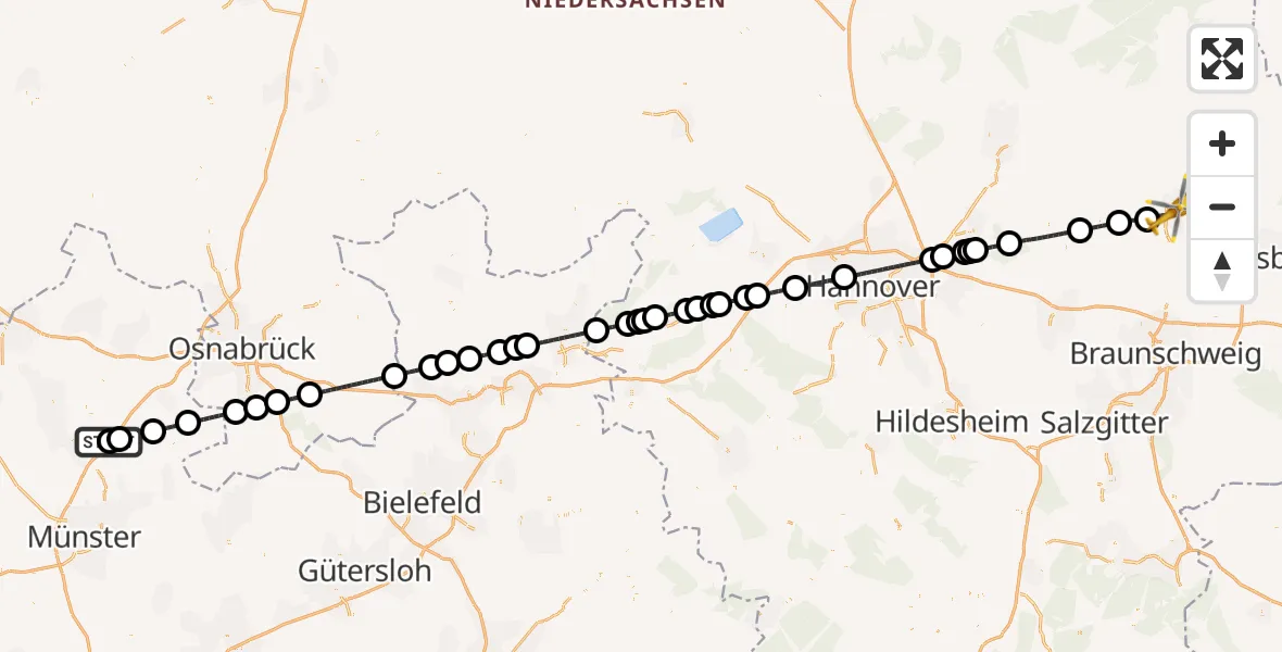Flugroute Ambulanzhubschrauber Christoph  Westfalen-ADAC - Gifhorn, 18 Juli 2026, 20:53