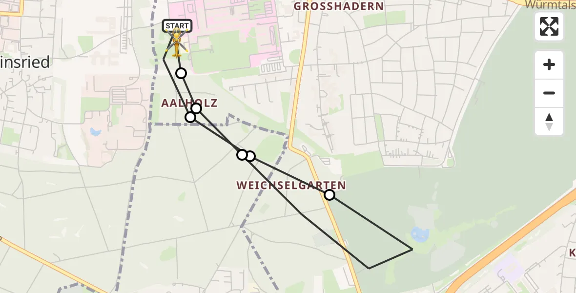 Flugroute Rettungshubschrauber DRF Air Rescue München Hubschrauberlandeplatz - DRF Air Rescue München Hubschrauberlandeplatz, 18 Juli 2026, 21:02