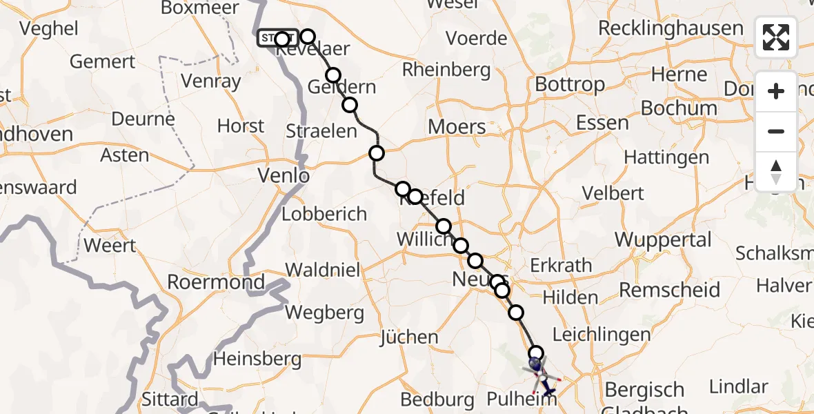 Flugroute Polizeihubschrauber Weeze Flughafen - Köln, 18 Juli 2026, 21:41