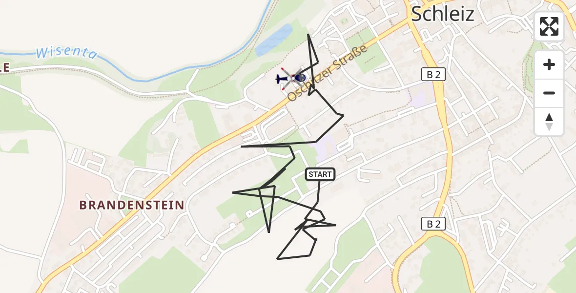 Flugroute Polizeihubschrauber Schleiz - Schleiz, 18 Juli 2026, 22:22