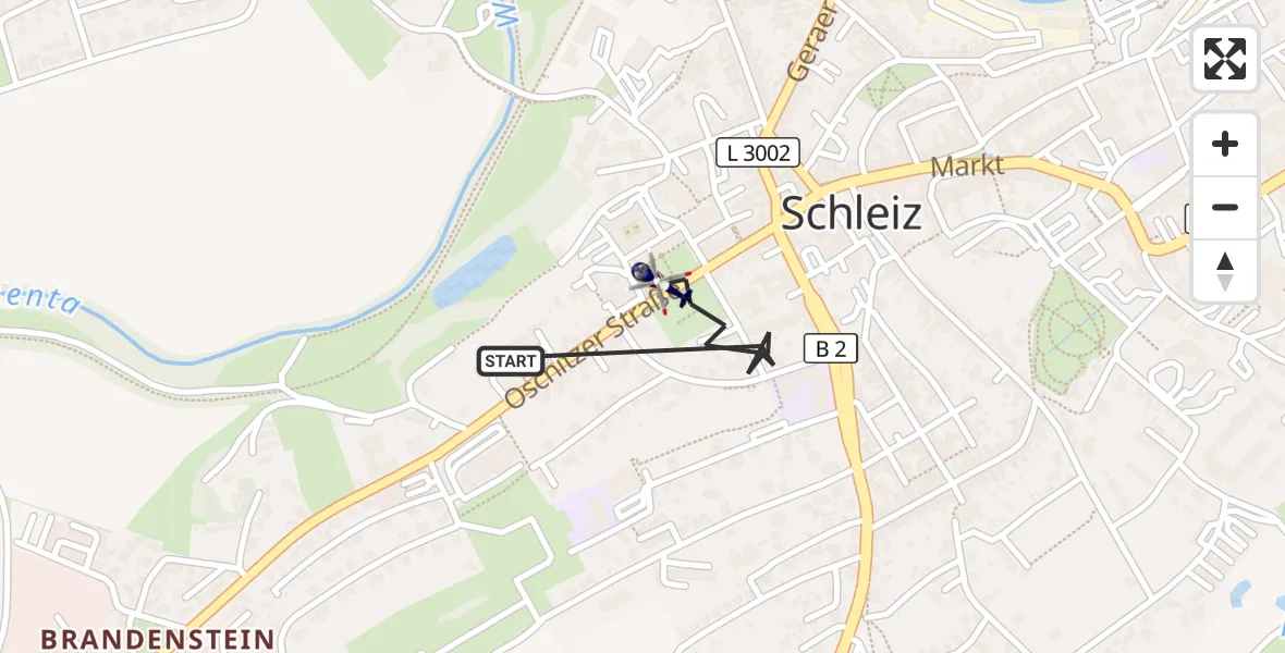 Flugroute Polizeihubschrauber Schleiz - Schleiz, 18 Juli 2026, 22:31