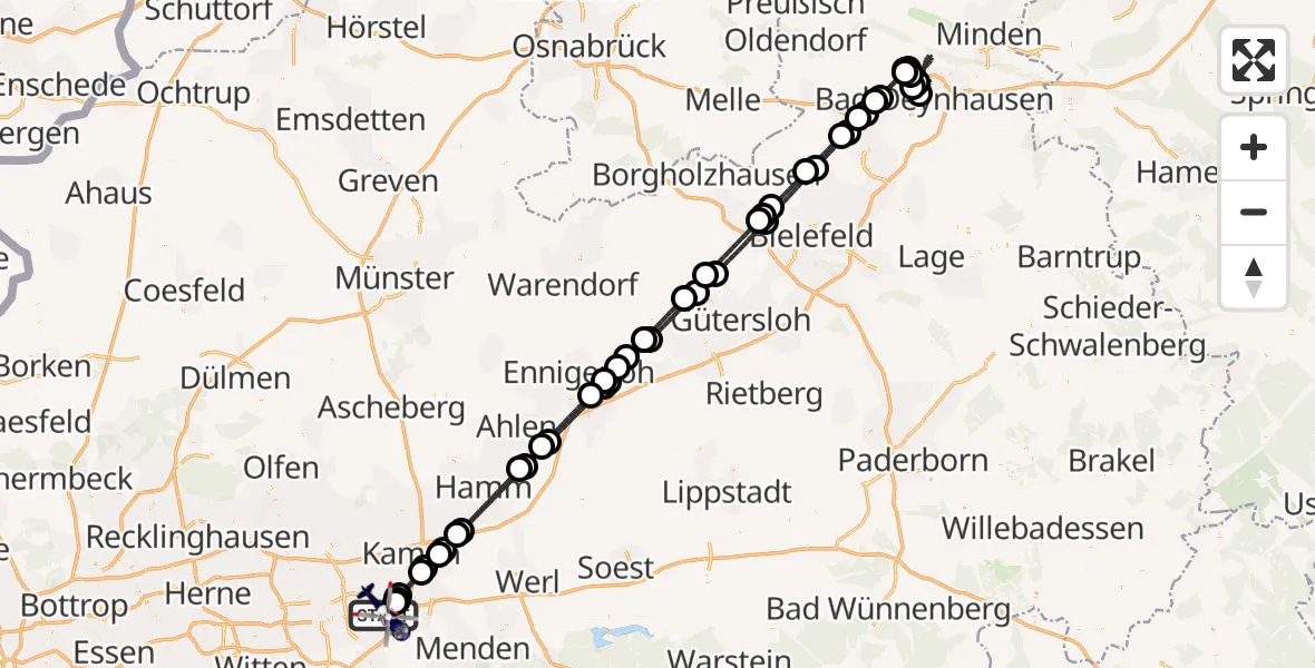 Flugroute Polizeihubschrauber Dortmund Flughafen - Dortmund Flughafen, 18 Juli 2026, 23:51