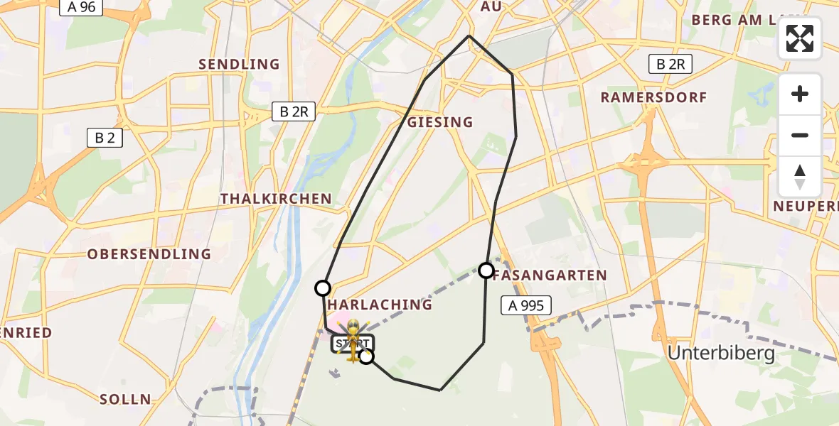 Flugroute Rettungshubschrauber ADAC Air Rescue Center Hubschrauberlandeplatz (Christoph 1) - ADAC Air Rescue Center Hubschrauberlandeplatz (Christoph 1), 19 Juli 2026, 07:35