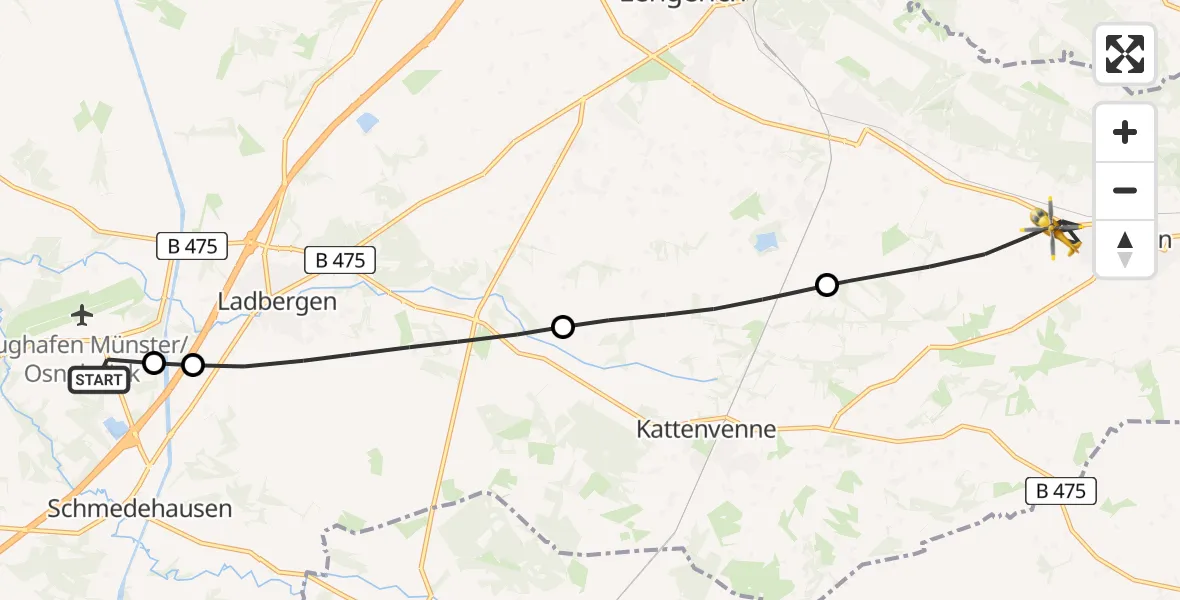 Flugroute Ambulanzhubschrauber Christoph  Westfalen-ADAC - Lienen, 19 Juli 2026, 09:44
