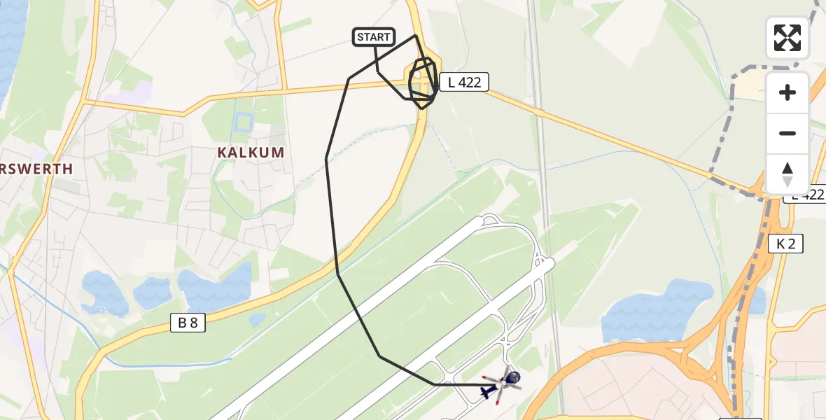 Flugroute Polizeihubschrauber Düsseldorf Flughafen - Düsseldorf Flughafen, 19 Juli 2026, 10:04