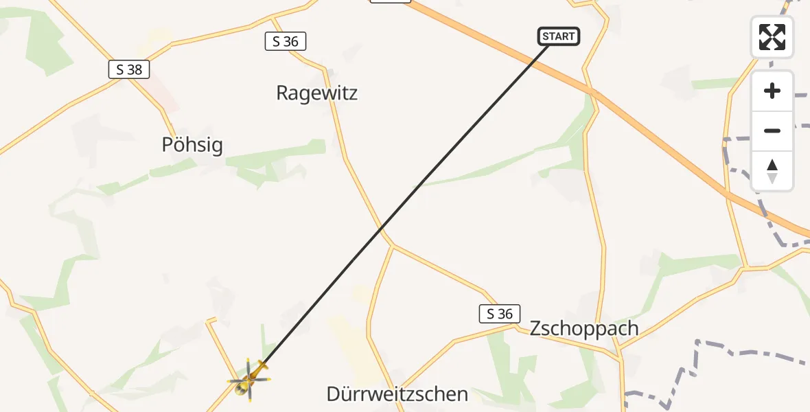 Flugroute Rettungshubschrauber Grimma - Grimma, 19 Juli 2026, 10:25
